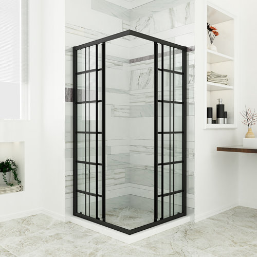 SUNNY 36'' W 72'' H Framed Square Reversible Shower Enclosure Wayfair